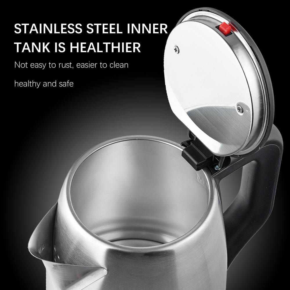 Hot Selling 2000w 2L Large Capacity Stainless Steel Electric Kettle Black Electric Travel Kettle