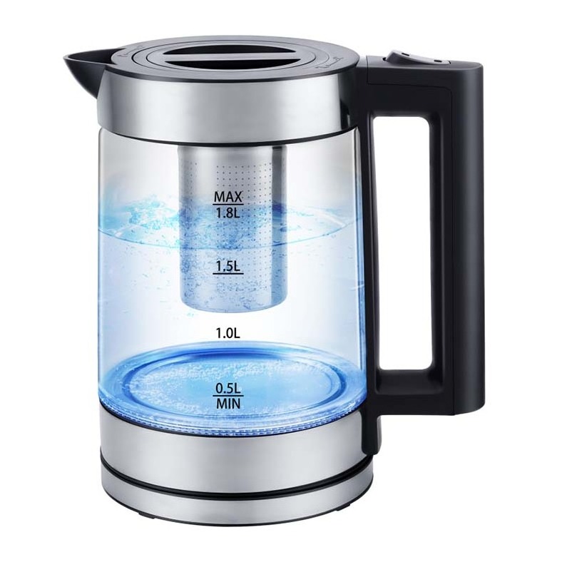 Wholesale 1.8L Color changing Electric Kettle Tray Set Glass Electric Kettle Tea Maker With Glass Teapot