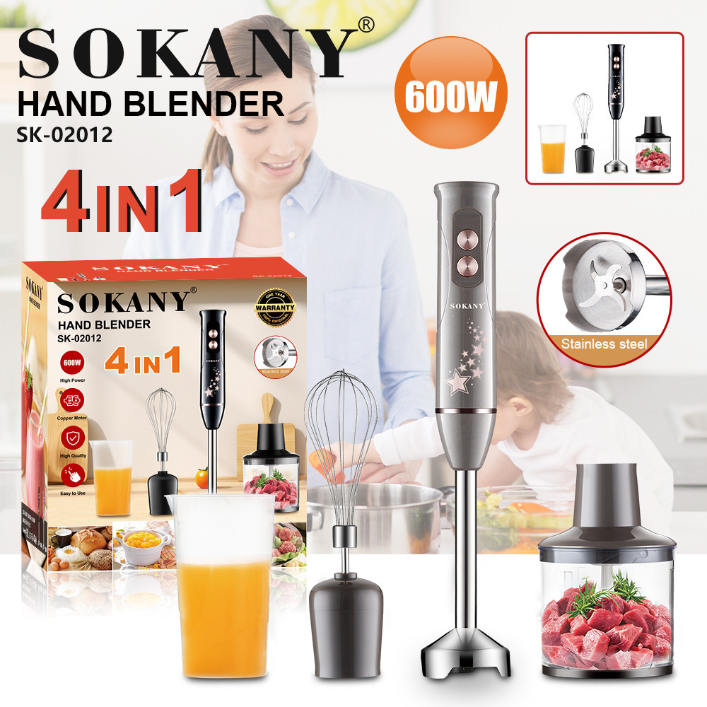 600W 4 in 1 Electric Stick Egg Whisk Mixer Juicer Meat Grinder Handheld Stick Mixer Set Hand Blender for Food Processor