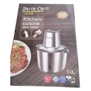 Factory Sale Kitchen 3L Stainless Steel Jar Yam Pounder Vegetable Onion Chopper Food Processor Silver Crest Meat Grinder