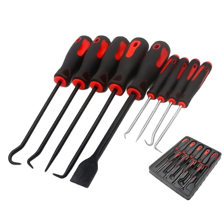 9Pcs Long Hook and Pick Set with Magnetic Telescoping Pick Up Tool Kit Precision Scraper Gasket Scraping Hose Removal Puller