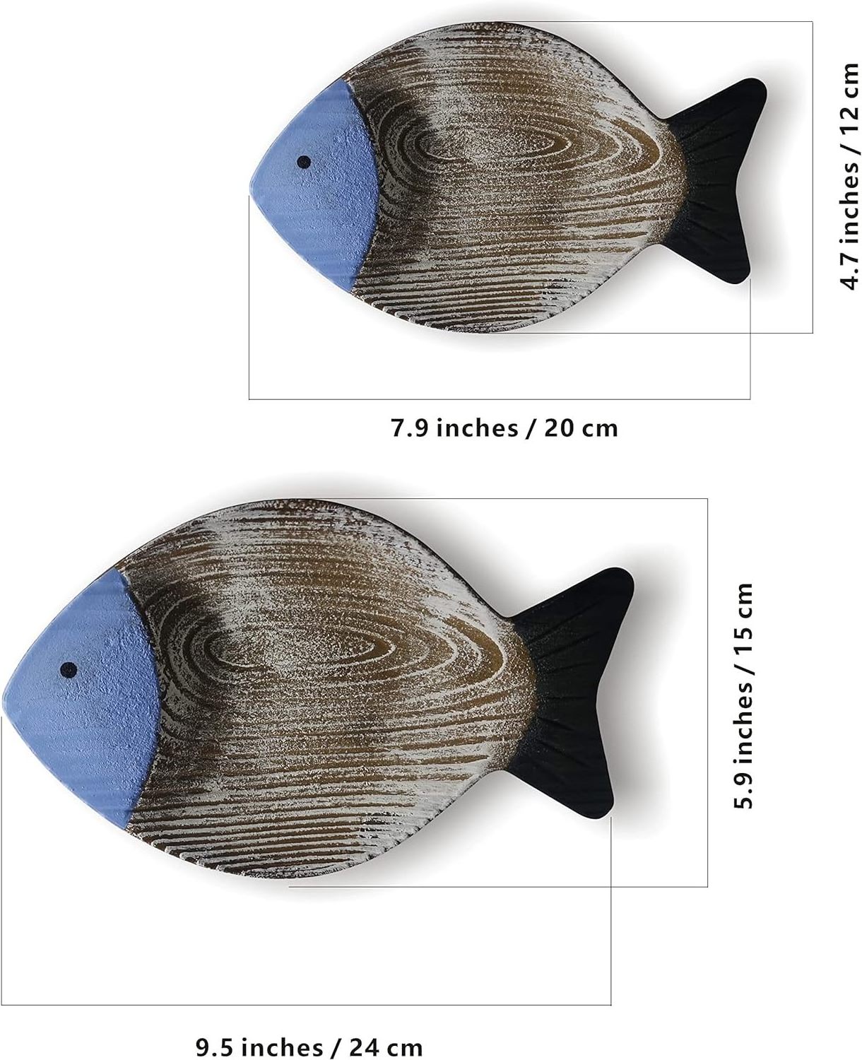 2PC Beach Decor Fish Hanging Wall Art Coastal  Ocean Bathroom Decor Nautical Wall Decor