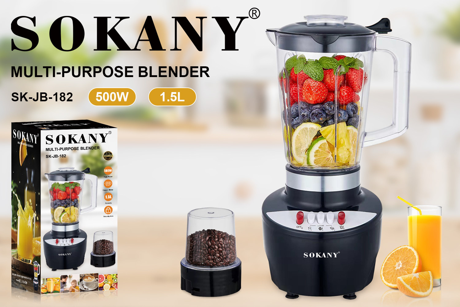 Household multi-function blender automatic fruit juicer stainless steel mixer kitchen appliances grinder food processor