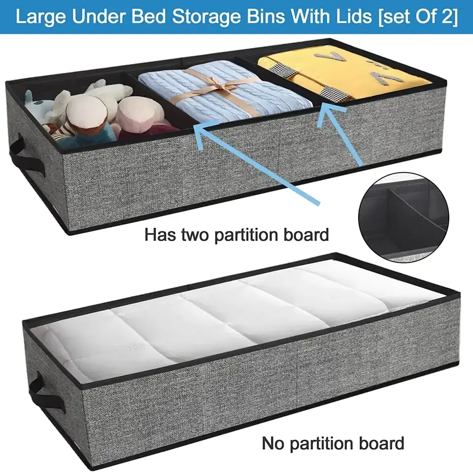 Under Bed Storage Bins With Lid,Foldable Storage Storage Containers,Large Under-bed Storage Organizer