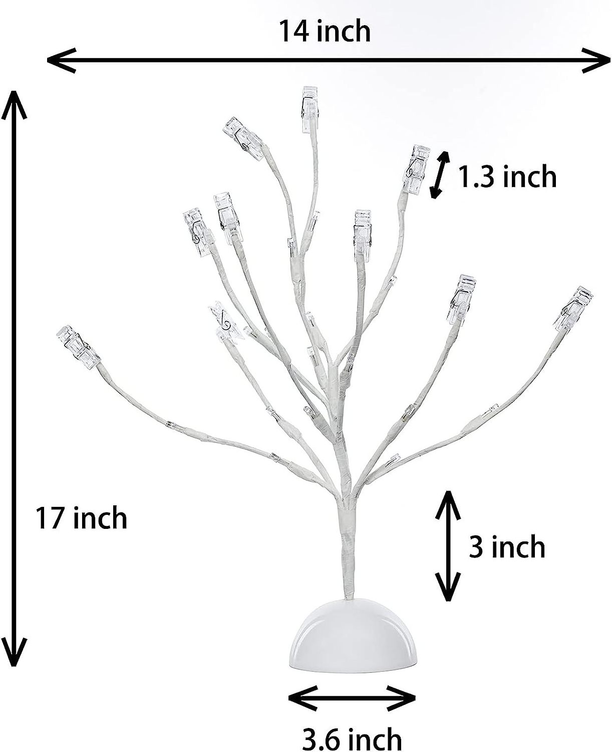 Tree Gift Card Holder with 10 Clips and 25 LED Light Up Lights Present Card Picture Display Tree Table Stand Creative Gift