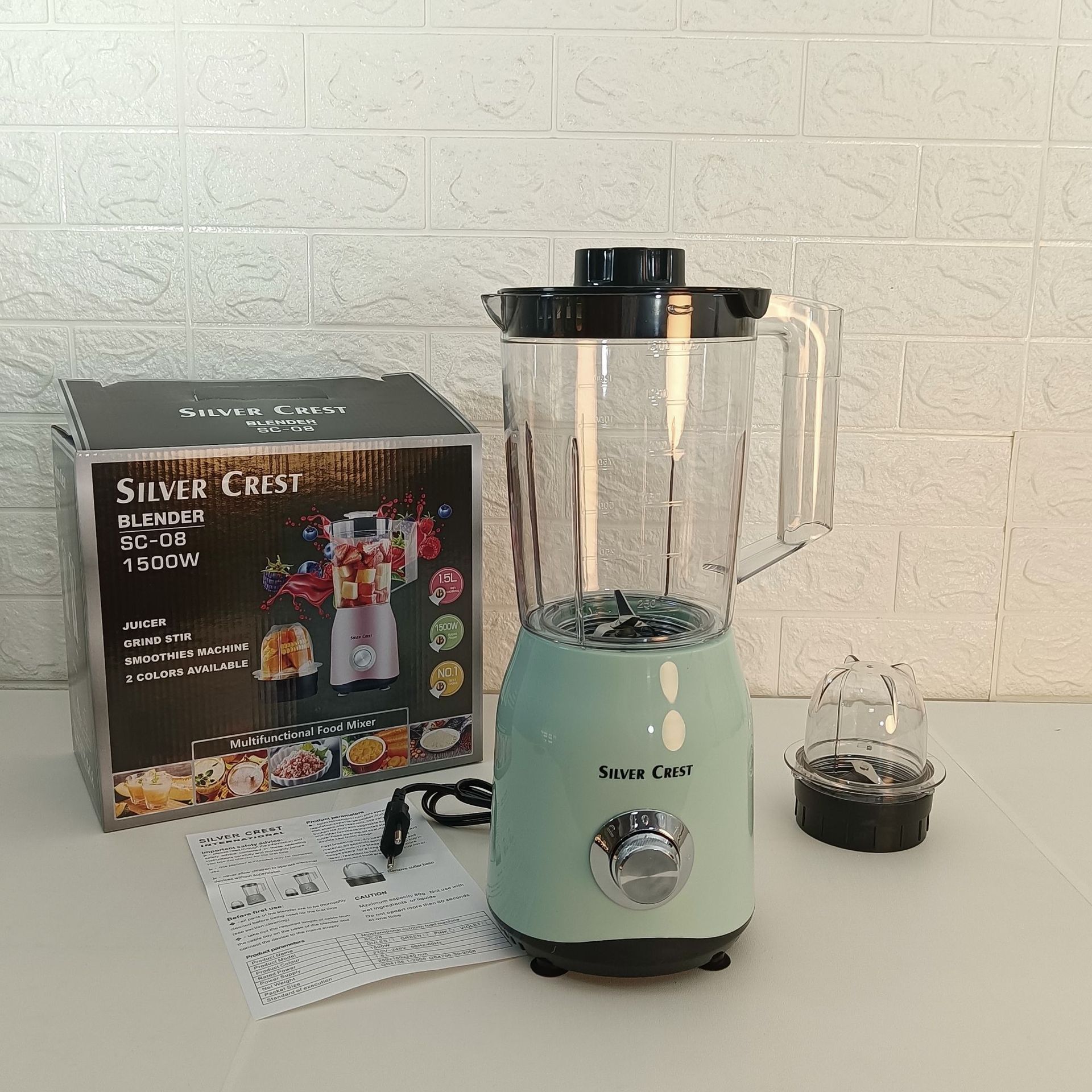 Silver Crest 2 Cups 2L 1500W Commercial Electric Food Processor Smoothie Juicer Mixer Blenders