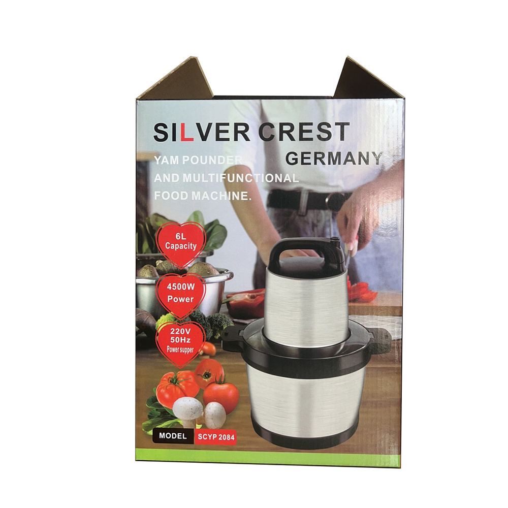 6L 4500W Silver Crest Pure Copper Electric Meat Grinder Yam Pounder Pounding Mincer Fufu Machine