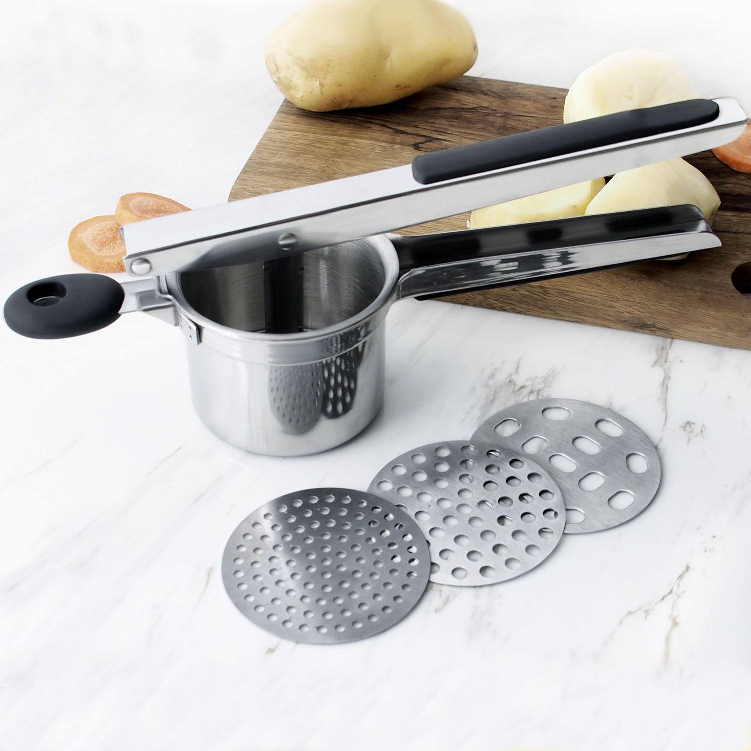 Potato Ricer Best Sale Vegetable Ricer and Potato Masher, Stainless Steel with Black Handles Fruit & Vegetable Tools