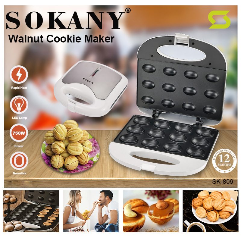 750w Automatic Walnut Cookie Mold Mini 12 Nuts Maker with Non-stick Coating Electric Frying Pan