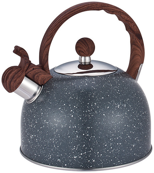 Hot Sale 2.5 Quart Tea Kettle Whistling Teapot with Wood Pattern Handle Natural Stone Stovetop Food Grade Stainless Steel Teapot