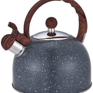 Hot Sale 2.5 Quart Tea Kettle Whistling Teapot with Wood Pattern Handle Natural Stone Stovetop Food Grade Stainless Steel Teapot