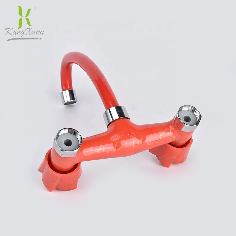 Hot and Cold Water Flexible Hose for Kitchen Faucet Kitchen Sink Tap ABS Plastic with double handle  Red Color Sale