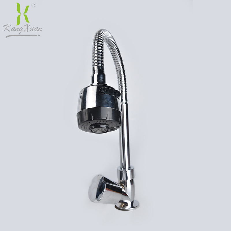 Single handle flexible hose kitchen brand faucet with sprayer