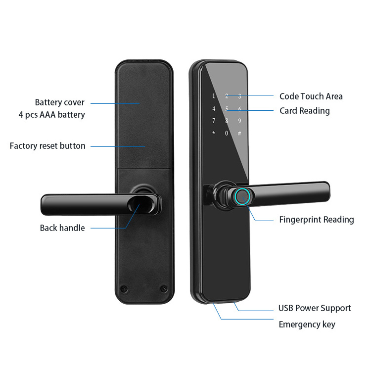 TTlock BLE Remote Control Thumbprint Electronic Biometric Intelligent Door Lock with Keys