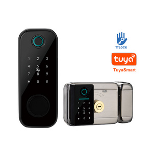 OEM Waterproof Handle Fingerprint cerradura inteligente tuya lock Ttlock APP Smart lock mortise latch doors with locks & keys