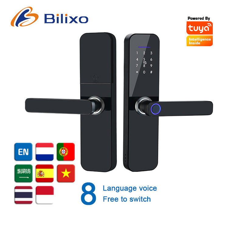 Bilixo waterproof fingerprint digital safe smart doorlock BLE gate for front door handle locks mortise latch doors handle lock