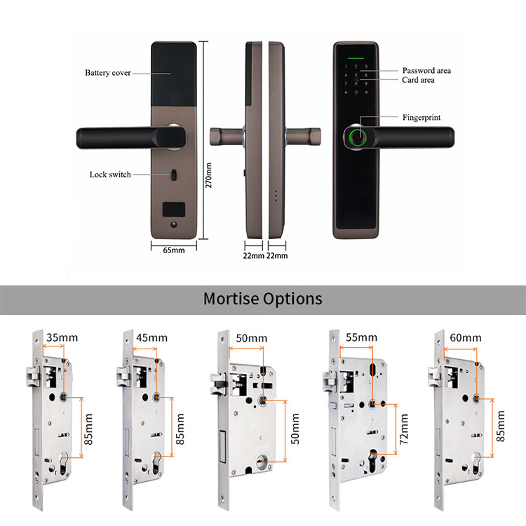 Bilixo Tuya ttlock WiFi zigbee App Smart Door Lock Biometric fingerprint knob main handle Digital Keyless dool entry home locks