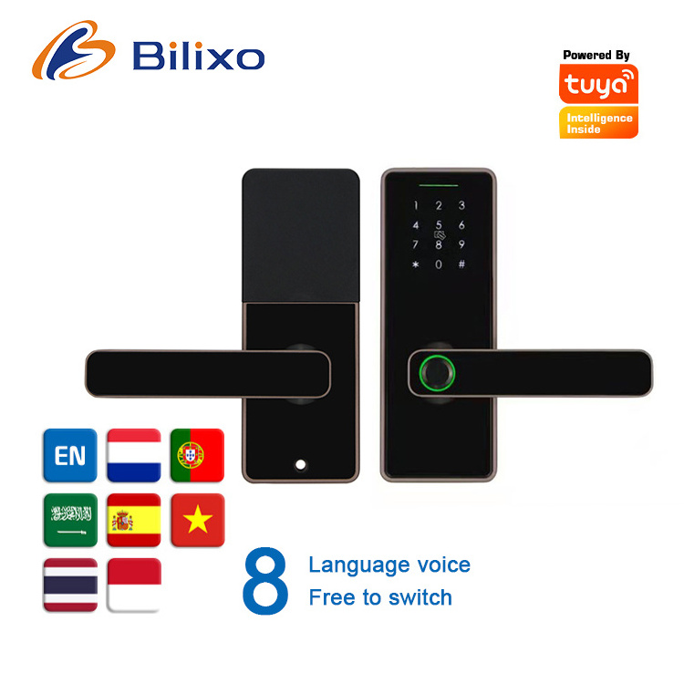 Bilixo Smart Door Lock tuya APP Digital Fingerprint Keyless dead bolt ttlock with wifi mortise latch doors handle locks & keys