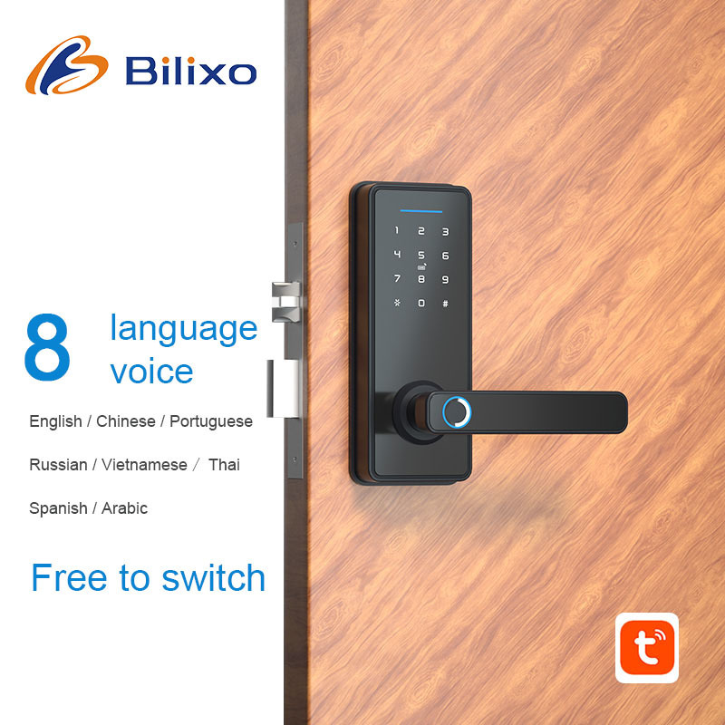 Bilixo Smart Door Lock tuya APP Digital Fingerprint Keyless dead bolt ttlock with wifi mortise latch doors handle locks & keys