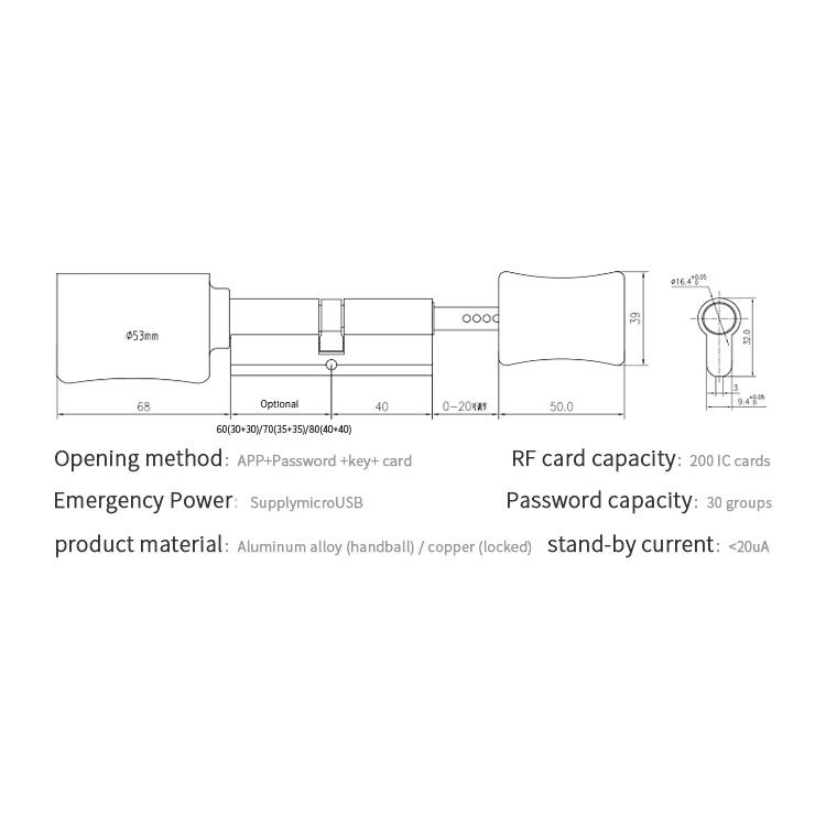 Smart Home electronics TTLock Smart Door Lock Cylinder Electronic with BLE APP Unlock mortise latch doors handle locks & keys