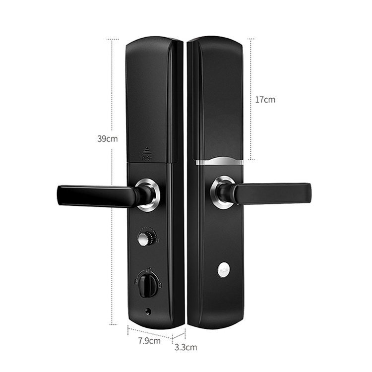 security Tuya wifi Biometric Fingerprint Password Key Card Smart main Door Lock handle with Digital Keyless entry locks for home