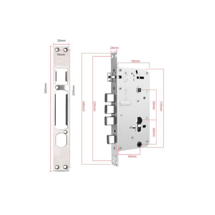 High Security Stainless Steel Intelligent Fingerprint Lock Body, Standard 6068 5050 85 Mortise for smart Door Lock