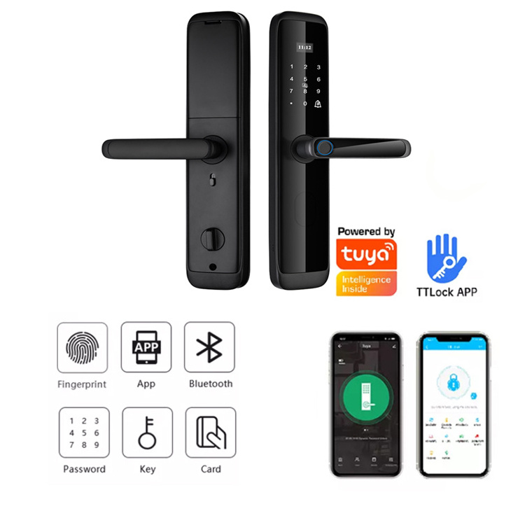 oem smart deadbolt lock doorlock keyless entry candado inteligente wifi Fingerprint Locker door Locks with USB Charging Black