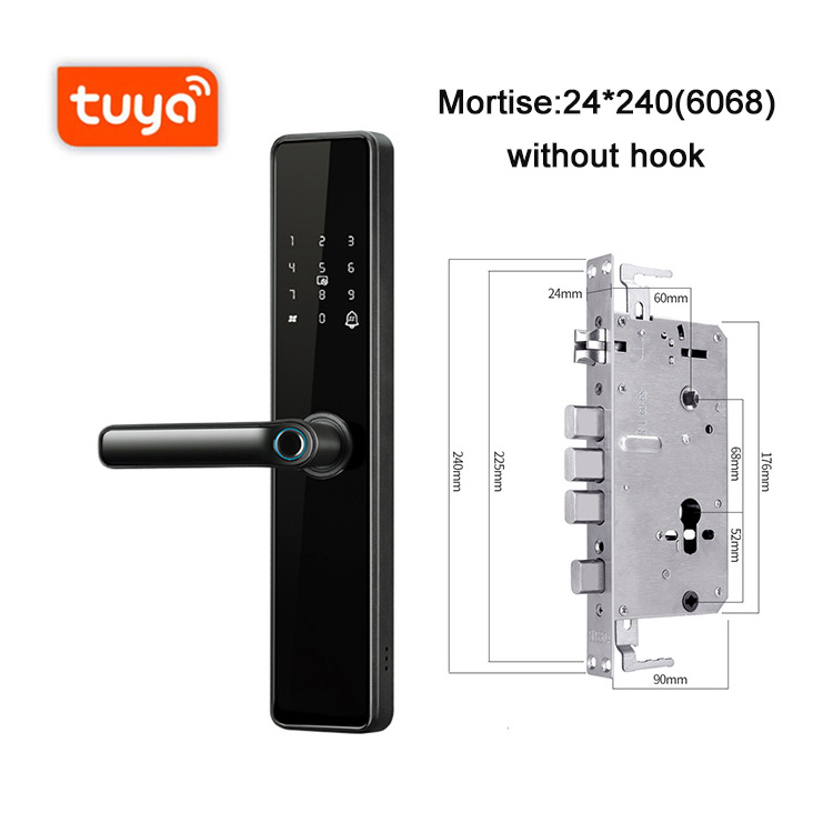 High Quality 6068 Mortise Smart Door Lock Tuya WiFi APP Wireless Fingerprint Secure Nice Design