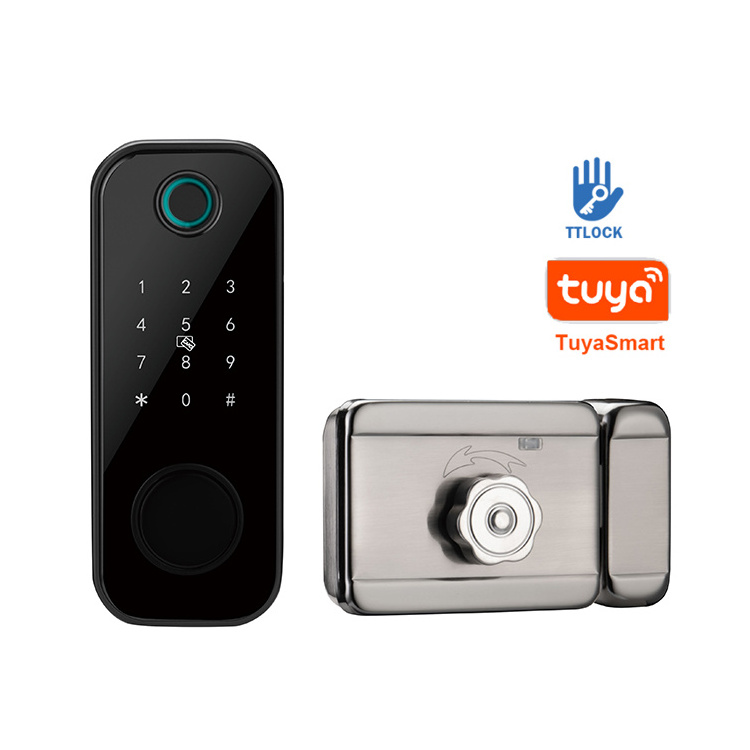 Double-Sided Waterproof Smart Lock with Electronic Fingerprint Biometric Keypad Passcode TTlock BLE Intelligent Door Code Lock