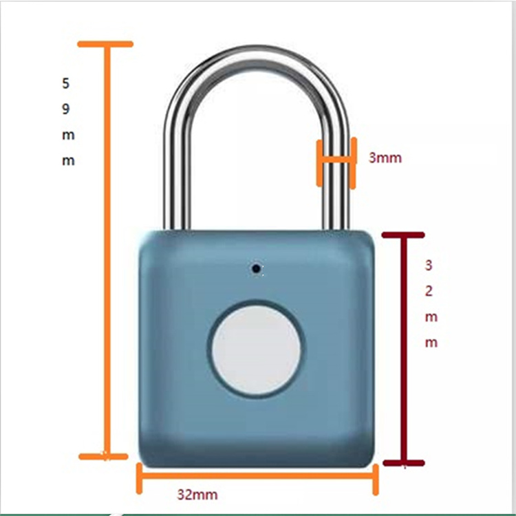 Biometric Thumbprint Smart Padlock Colorful High Security Waterproof Electronic Padlock with  USB Charging