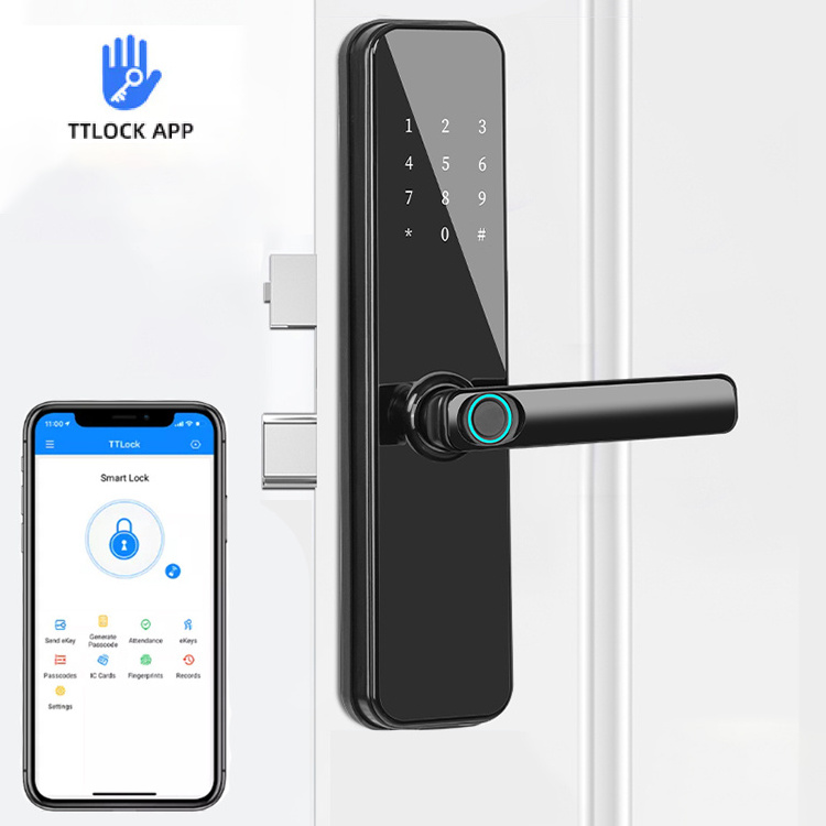 TTLock BLE APP Keyless cerradura inteligente Electric finger print Password Handle Deadbolt Digital Smart Door Lock Wifi