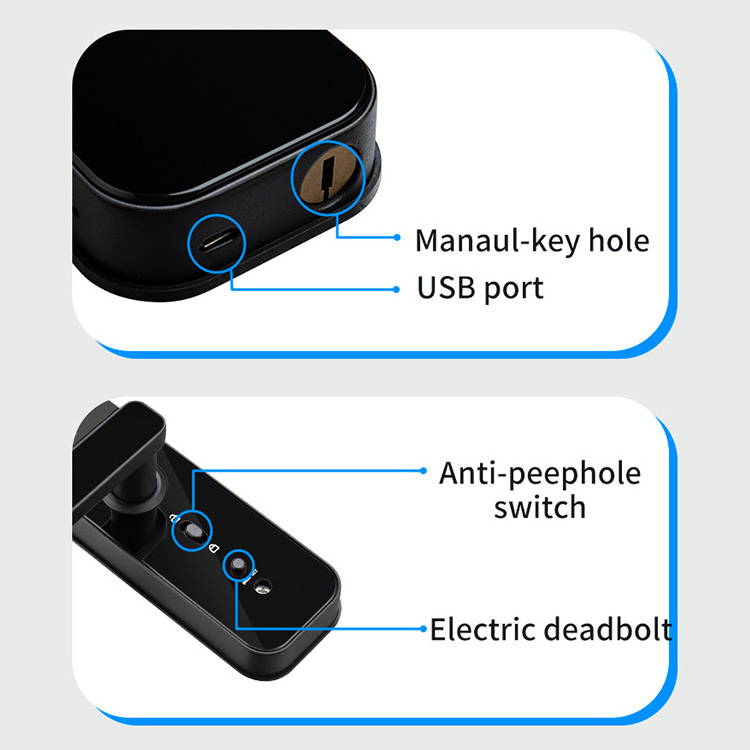 tuya wifi smart digital door lock outdoor Fingerprint Locker Locks with USB Charging Black gate deadbolt cerradura inteligente