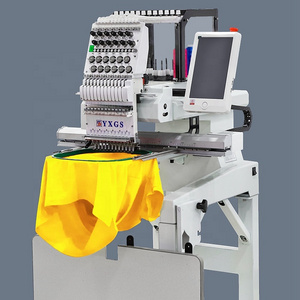 Single head full-automatic flat embroidery 12-needle computerized embroidery machine on clothes