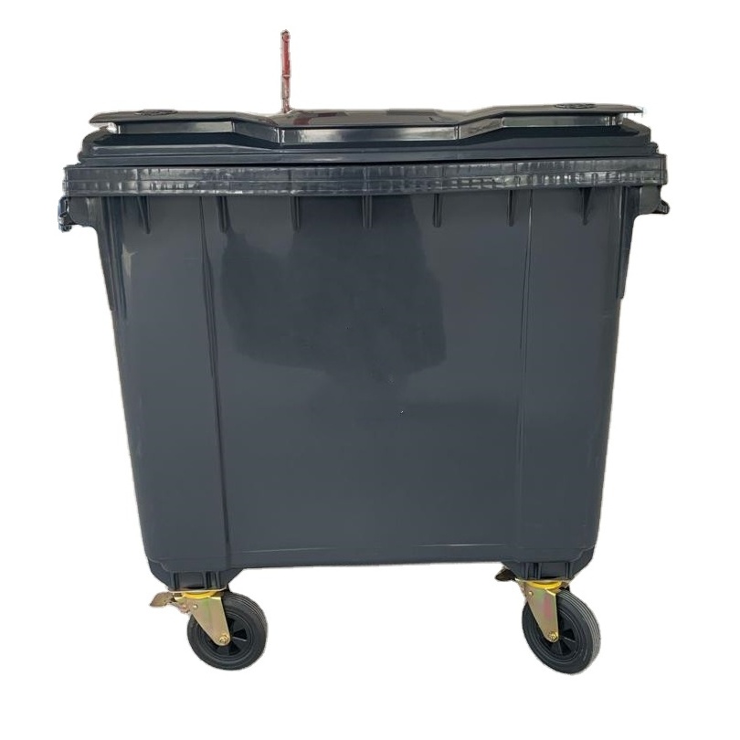 Very Large standard size mobile 1100 liter garbage bin with wheels and lid