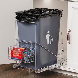 rash Can Under Cabinet with Removable  Basket for Garbage Bag Storage, Cabinet Trash Can Pull Out Kit, Under Sink Trash Can