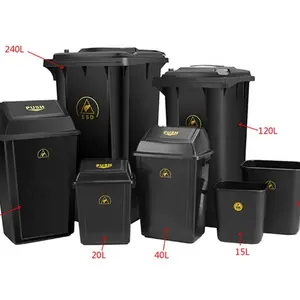 PP Plastic Black Antistatic ESD SMT Electrostatic Cleanroom Tool Box Trash Can ESD Waste bin