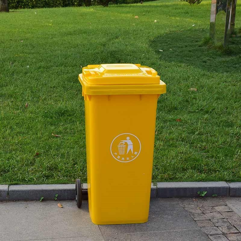 Standard size medical dustbin garbage container plastic outdoor waste bin with wheels