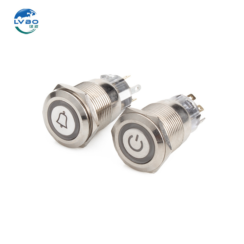 LVBO 12mm 16mm 19mm 22mm push button switch  Momentary metal push-button switches Color metal switch 12v