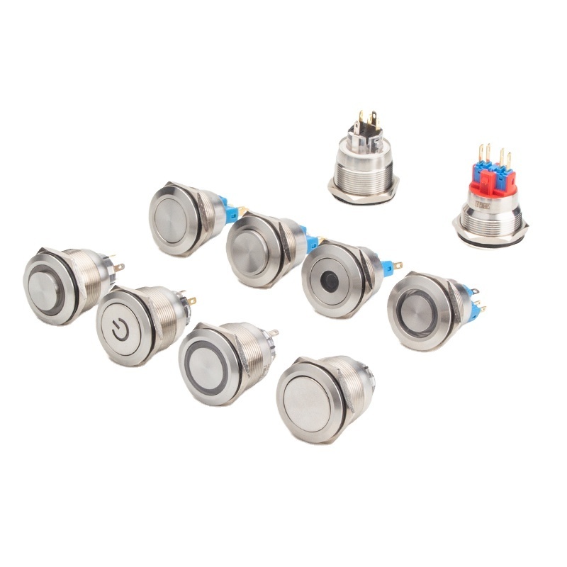 LVBO 12mm 16mm 19mm 22mm push button switch  Momentary metal push-button switches Color metal switch 12v