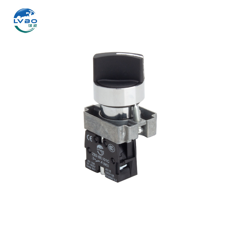 LVBO xb2 series self-locking black  knob Flame Retardant  plastic selector switch XB2-BD21C  knobs rotary switch