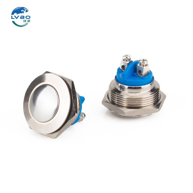 LVBO 22mm metal button switch screw foot waterproof Momentary  and Latching small circular switch