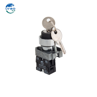 LVBO XB2 series Silver dot 22mm key knob switch XB2-BG second gear self-locking button rotary key switch