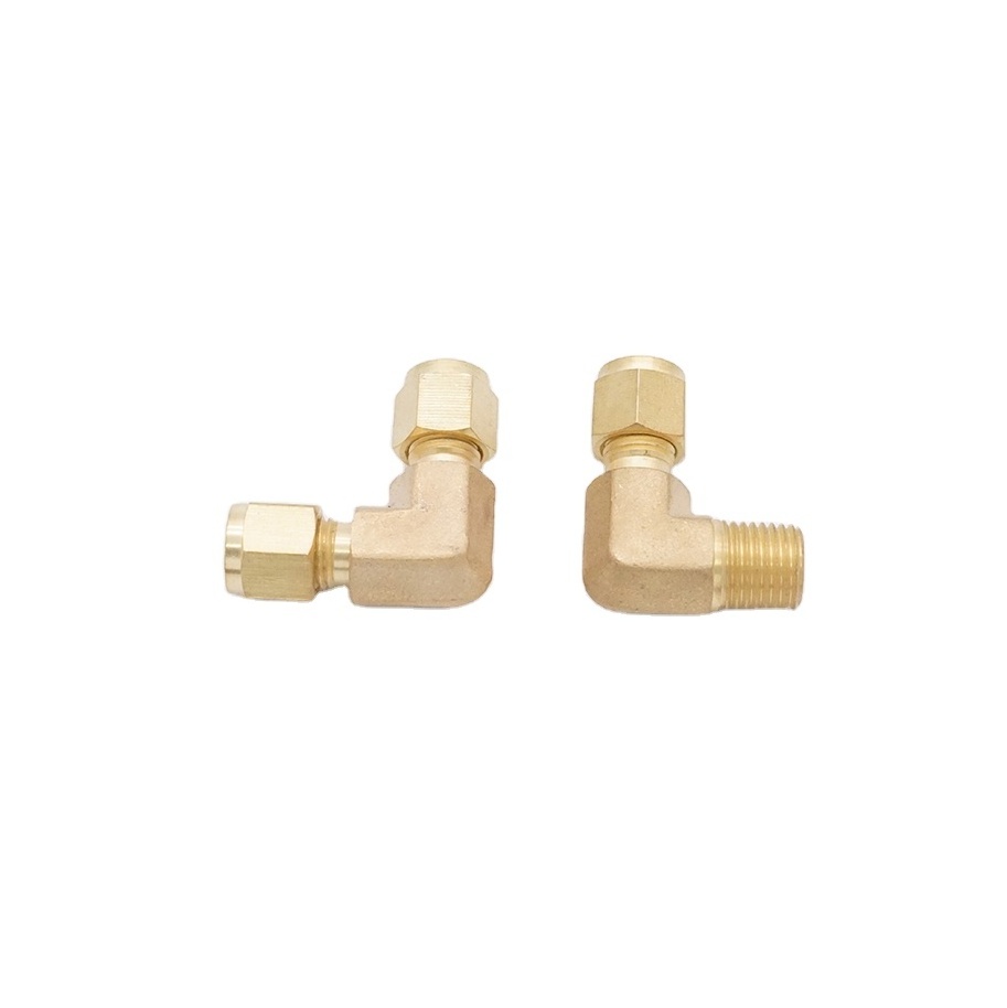 Factory wholesale elbow right angle brass compression pipe joint for brake pipeline