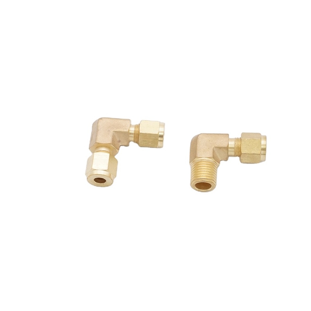 Factory wholesale elbow right angle brass compression pipe joint for brake pipeline