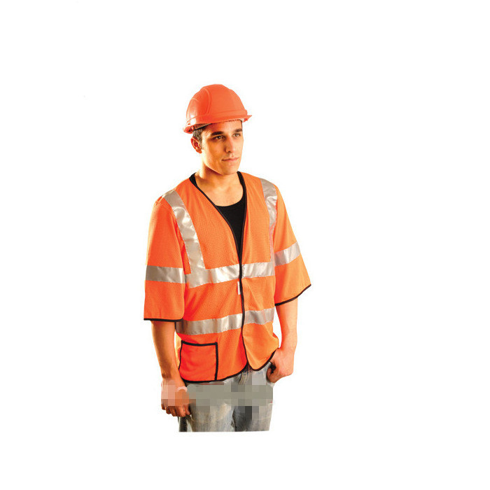 PA Safety Adult Hi Vis Waistcoat Reflective Tape Short Sleeve High Visibility Tool Vests High Viz Tricot Sleeved Safety Vest