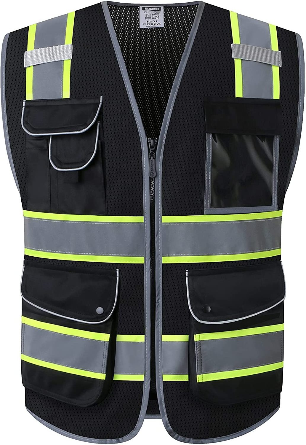 Multi-colour Customizable Traffic Safety Reflective Vest with Pockets and Zipper construction reflective safety clothing