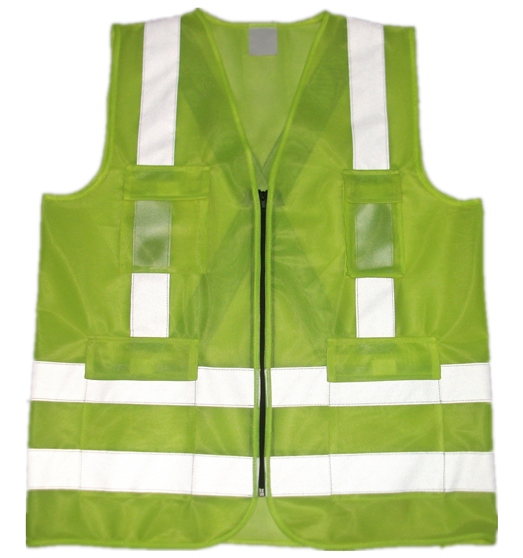 Hot Sales  Construction Project Fluorescent Yellow safety Vest Multi-pocket Roadway Safety Clothing Reflective Vest