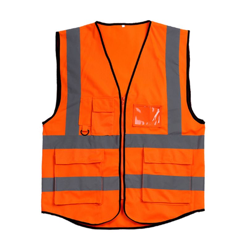 100% polyester multi pocket zip security high reflective safety clothing mens safety vest and jackets