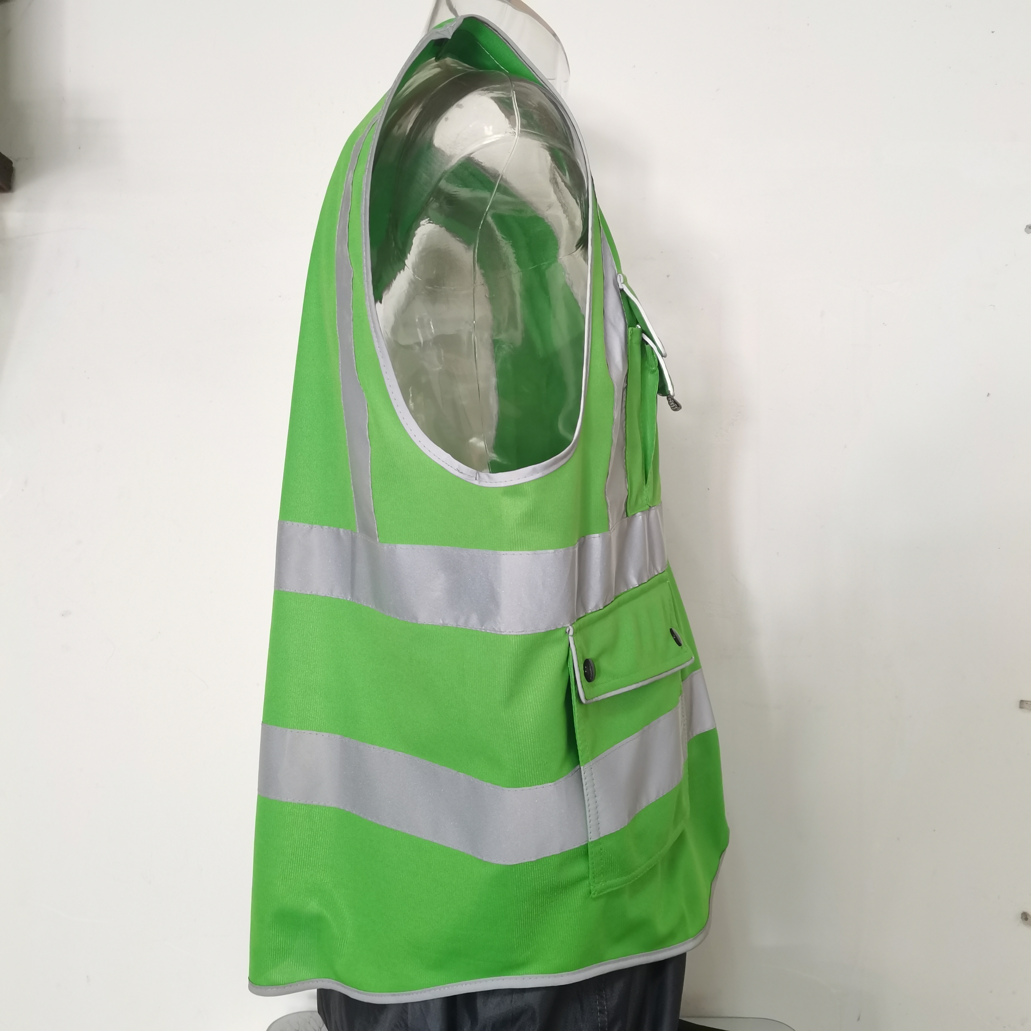 ANSI  CE  ENISO 20471 Green Reflective Jacket With Pockets zipper for road safety vest