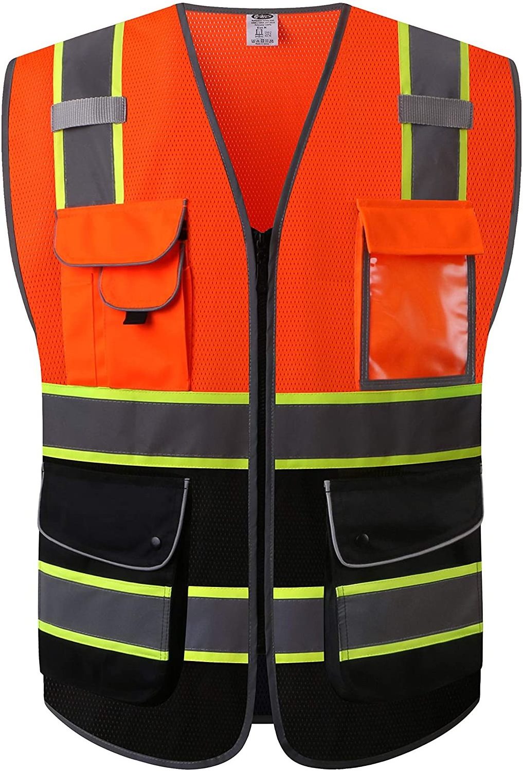 Multi-colour Customizable Traffic Safety Reflective Vest with Pockets and Zipper construction reflective safety clothing